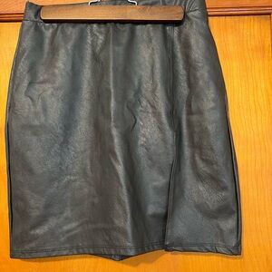 Naked Wardrobe Side Slit Faux Leather Miniskirt